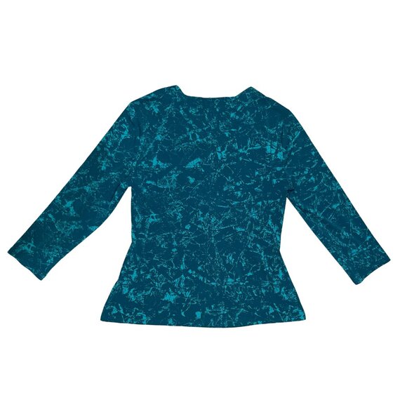 Bold Elements Women's Teal Abstract Print Blouse Size L Workwear Chic Career Top - Picture 10 of 10
